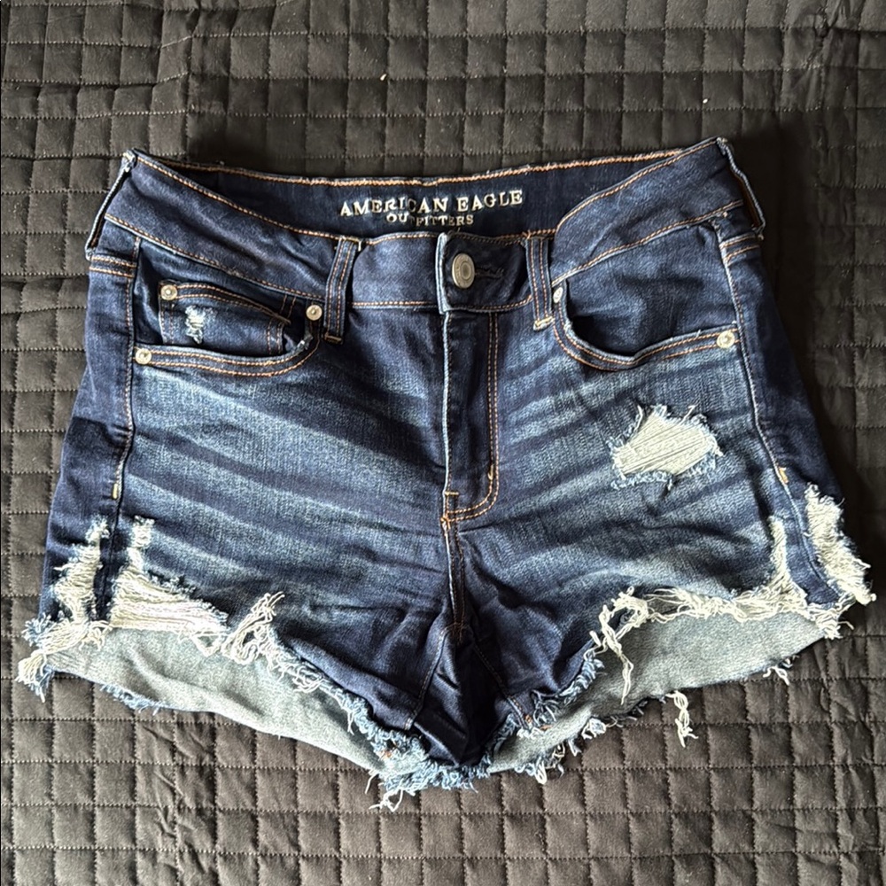 American Eagle Outfitters midi next level stretch Distressed Jean Shorts